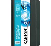 Canson Graduate Book Cahier de dessin, double face pressé à froid et grain fin, 250 g/m², couverture rigide, 21,6 x 14 cm, blanc, 56 feuilles (C31200L029)