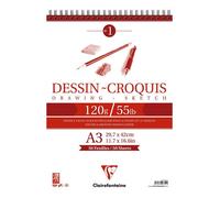 Clairefontaine Bloc dessin croquis spirale A3 120 g 50 feuilles