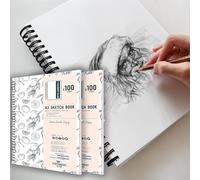Carnet à Dessin Relié A3 Papier épais (130GSM), 50 feuilles / 100 Pages, à Spirales, pour les Enfants et les Professionnels, pour Dessiner et Réaliser des Croquis