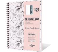 Carnet À Dessin Relié A3 Papier Épais (130Gsm), 50 Feuilles / 100 Pages, À Spirales, Pour Les Enfants Et Les Professionnels, Pour Dessiner Et Réaliser Des Croquis