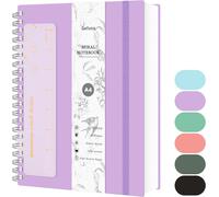 Carnet À Pois A4, Bullet Dot Journal, Cahier À Spirales 300 Pages, Papier Résistant À L'encre 100g/M², Couverture Rigide En Pvc, Avec Règle, Pochettes Extensibles, Bandes Élastiques- Violet
