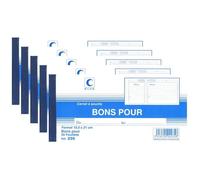 Carnet à souche - ELVE - Lot de 5 - 105x210 mm - 50 feuillets - Papier 80g/m2