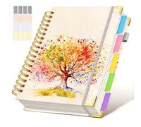 Carnet à spirale à couverture rigide avec onglets amovibles - 300 pages - 5 sujets - 100 g/m² - Pour le travail et l'école - Journal ligné pour femme - Arbre de vie coloré