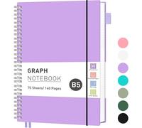 Carnet À Spirale Carré B5 À Spirales Avec 140 Pages, Poche En Pvc, Boucle Pour Stylo, Règle, Marque-Page Pour Femme, Homme, Travail, Bureau, École, 19 X 25 Cm, Lilas