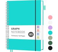 Carnet À Spirale Carré B5 À Spirales Avec 140 Pages, Poche En Pvc, Boucle Pour Stylo, Règle, Marque-Page Pour Femme, Homme, Travail, École, 19 X 25 Cm, Turquoise