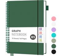 Carnet À Spirale Carré B5 À Spirales Avec 140 Pages, Poche En Pvc, Boucle Pour Stylo, Règle, Marque-Page Pour Femme, Homme, Travail, École, 19 X 25 Cm, Vert Foncé