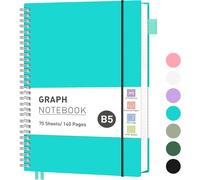 Carnet À Spirale Carré B5 À Spirales Avec 140 Pages, Poche En Pvc, Boucle Pour Stylo, Règle, Marque-Page Pour Femme, Homme, Travail, École, 19 X 25 Cm, Turquoise