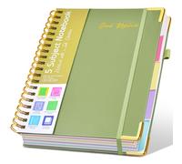Carnet à spirales à couverture rigide pour le travail, 5 sujets lignés avec onglets intercalaires, organiseur ligné pour femme, 240 pages A5 pour prise de notes, 12,7 x 17,8 cm, vert