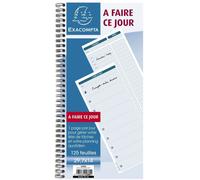 Carnet à spirales A faire ce jour to do liste 125 feuilles 14x29,7cm Exacompta