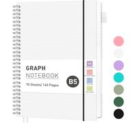 Carnet À Spirales Quadrillé B5 Avec 140 Pages, Poche En Pvc, Boucle Pour Stylo, Règle, Marque-Page Pour Femme, Homme, Travail, École, 19 X 25 Cm, Transparent