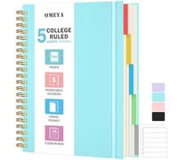 Carnet A5, Cahier ligné avec intercalaires amovibles, Bloc-note épais 300 pages 100 g/m², Étanche & Petit cahier à spirale pour femmes et hommes, Cahiers thématiques pour travail, bureau et école