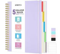Carnet A5, Cahier ligné avec intercalaires amovibles, Bloc-note épais 300 pages 100 g/m², Étanche & Petit cahier à spirale pour femmes et hommes, Cahiers thématiques pour travail, bureau et école