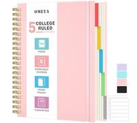 Carnet A5, Cahier ligné avec intercalaires amovibles, Bloc-note épais 300 pages 100 g/m², Étanche & Petit cahier à spirale pour femmes et hommes, Cahiers thématiques pour travail, bureau et école