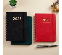 Carnet A5, planificateur à spirale de 160 pages avec programme quotidien et hebdomadaire pour l'école, le bureau et la maison, rouge, vert, bleu, noir, bleu clair, marron