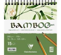 Carnet - Aquarelle - 15 x 15 cm - Spirale - 15 feuilles - Clairefontaine - Bambo