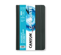 CANSON Graduate Book Aquarelle - Carnet cousu 56 pages - Double Face : Grain fin et Grain léger - 14x21,6 cm - 250g/m² - Blanc