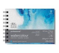 WINSOR & NEWTON PAPIER AQUARELLE PROFESSIONNELLE BLOC SPIRALE GRAIN FIN 300G 12,7X17,8CM 15 FEUILLES