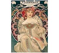 Carnet Blanc, Affiche Mucha, Imprimerie Champenois