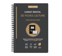 Carnet Bristol Fiches de Lecture A5 Spirale - 60 Fiches Bristol 160 g/m² - Carnet de Lecture à Compléter - 3 Couleurs - Résumés, Analyses, Citations, Suivi des Livres