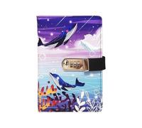 Carnet créatif avec mot de passe, journal intime avec serrure, reliure à spirales A5 verrouillable (baleine sous-marine)
