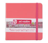 Talens Art Creation - Carnet de croquis Rouge Corail 12 x 12 cm - 140 g - 80 Feuilles - Papier à dessin sans acide