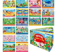 Carnet d'activités effaçables à sec,28 jeux réutilisables et effaçables, jeux d'exploration et de recherche, jouet éducatif intéressant et outil d'apprentissage pour les voyages en voiture et en avion