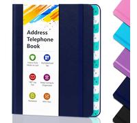 Carnet d'adresses de poche avec onglets, carnet d'adresses téléphoniques 288+ Place d'adresse pour Internet Adresse de site Web Contacts Mot de passe Organisateur，Dark Blue