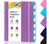 Carnet d'adresses téléphonique avec index alphabétique，Pocket Size 6.1 * 4.72in and Large Print for Elderly，Keep Contacts Organaized，Purple