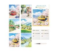 Carnet d'aquarelle 12 couleurs, livre de travail portable avec pinceau