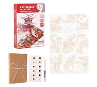 Carnet d'aquarelle avec peinture | Matériel de dessin et loisirs créatifs,Bloc Aquarelle Portable pour Voyage | pour Artistes, Étudiants, Débutants, Voyageurs, Amateurs, Professionnels, Enseignants, C