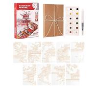 Carnet d'Aquarelle avec Peintures Incluses 16x16cm | kit de dessin et de loisirs créatifs,Set aquarelle de voyage - Cadeau pour Artistes Débutants Voyageurs Café Parc Randonnée