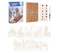 Carnet d'Aquarelle avec Peintures Incluses 16x16cm | Kit de Dessin Nomade de Poche | Set aquarelle de voyage - pour Artistes, Étudiants, Débutants, Voyageurs, Amateurs, Professionnels, Enseignants, Ca