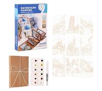 Carnet d'Aquarelle avec Peintures - stylish ergonomic functional durable modern Incluses 16x16cm, kit de, dessin, et loisirs créatifs Bloc Aquarelle | Multipurpose Outdoor Indoor Utility