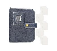Carnet d'autocollants en denim - 13 cm - Mini carnet de poche | 50 feuilles d'autocollants réutilisables | album à anneaux pour , scrapbooking, travaux manuels et activités scolaires