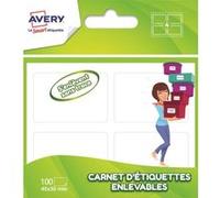 Avery Étiquettes enlevables en carnet 45 x 30 mm Blanc – Sachet de 100
