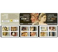 Carnet de 12 timbres 20g Chefs d'oeuvre de l'art - Timbre Poste Autocollant Neuf - Lettre verte - Validité permanente - France planche - Etiquette autocollante France - Pour colis, enveloppe bulle
