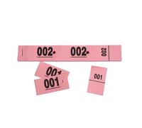 Carnet de 50 tickets vestiaires numérotés de 3 volets (dont 2 volets avec trous) - Format 20x3 cm - Rose