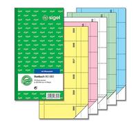 Carnet de bons Sigel BO071, 360 bons à détacher, vert clair, 10,5 x 20 cm, 2 x 60 feuilles Sparpack: gelb, rosa, weiß, grün, blau