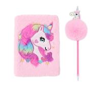 Carnet De Cheval Arc-En-Ciel 1 Pièce, 1 Stylo Furball, Carnet En Peluche Pour Filles, Carnet De Dessin Animé Créatif, Ensemble De Papeterie Pour Enfants