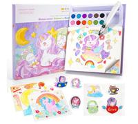 Carnet de Coloriage Licorne à l'Eau pour Enfants:Kit Peinture 3 en 1 avec 12 Couleurs,Cahiers de Coloriage & Pinceau | Art et Activités Manuelles | Jouet Éducatif sans Désordre pour Filles Garçons 3+