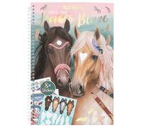 Depesche 12964 Miss Melody Create Your Horses Blaze - Livre de coloriage de 36 Pages pour créer différents Motifs de Chevaux, carnet à Anneaux avec 8 Feuilles d'autocollants