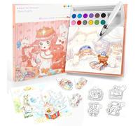 Carnet de Coloriage Princesse à l’Eau pour Enfants : Kit Peinture 3 en 1 avec 12 Couleurs, Cahiers de Coloriage & Pinceau | Art et Activités Manuelles | Jouet Éducatif sans Désordre pour Filles Garçon