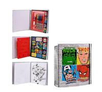 Carnet de Coloriages Marvel - Inclut Pochoirs, Autocollants, des Crayons et des Feutres de Couleur - Kit d'Activités et de Fournitures Scolaires - Produit Original Conçu en Espagne