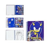 Carnet de Coloriages Sonic - Inclut Pochoirs, Autocollants, des Crayons et des Feutres de Couleur - Kit d'Activités et de Fournitures Scolaires - Produit Original Conçu en Espagne