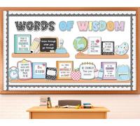 Carnet de composition - Tableau d'affichage décoratif avec mots de sagesse - Ensemble de tableau d'affichage motivant pour la rentrée scolaire - Papier découpé pour enseignant, premier jour de bureau