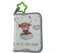 Carnet de croissance de bébé avec reliure en tissu et compartiments intégrés pour photos, cartes et souvenirs sentimentaux