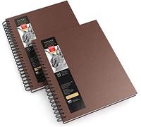Carnet de croquis Arteza, 22,8x30,5 cm, 2 pack, blocs de dessin marron, 200 feuilles au total, 100g/m², à couverture rigide, reliure spirale, pour crayons, fusain, stylos et autres médias secs