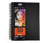 Carnet de croquis de supports mixtes à spirale - 150 g / m², 50 feuilles - de Zieler. À utiliser avec les crayons, le fusain, le graphite, les pastels et l'aquarelle légère. Feuilles perforées (A4))