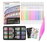 Carnet de croquis en papier noir et 24 stylos gel acrylique pour dessin, encre acrylique fine de 1 mm, archivage opaque, encre vive pour papier noir