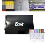 Carnet de croquis graffiti avec 180 paysages urbains réels - Papier recyclé sans bavure de 90,7 kg | Comprend 15 stylos de couleur | Cahier d'exercices de street art de qualité professionnelle pour
